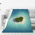 thumbnail image 1 of Honeii Paradise Island In The Form Of Heart Print Fleece Blanket - Throw Blanket for Bed, Sofa, Couch, Camping, and Travel , Microplush Ultra Soft Warm Blanket-80"x60", 1 of 7
