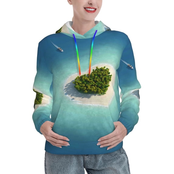 Honeii Paradise Island Pattern Womens Oversized Hoodies Long Sleeve Sweatshirts Pullover Fall Outfits with Pocket-Small