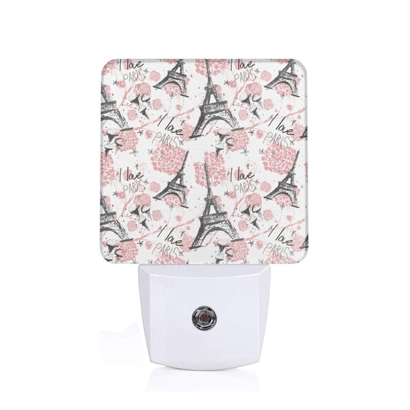 Honeii Paris Print LED Night Light with Light Sensor, Night Lights Plug Into Wall,Ideal for Bedrooms and Hallways-US