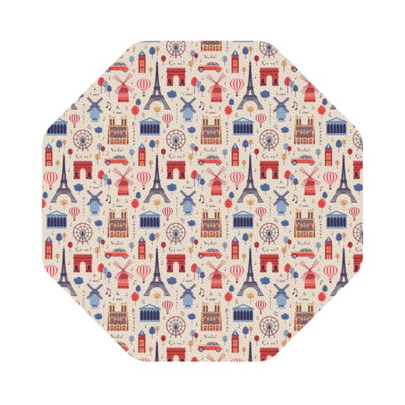 Honeii Paris Print Leather Coaster Set of 6, Ideal for Safeguarding Your Furniture from Drinks Spills and Effortless Cleanup,Octagon
