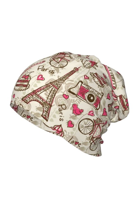 Paris Vintage Print Kids Knit Beanie Watch Hat ,Knit Cap for Boys and Girls