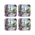 thumbnail image 1 of Honeii Parisian Cafe With Eiffel Print Leather Coaster Set of 4, Ideal for Safeguarding Your Furniture from Drinks Spills and Effortless Cleanup-Square, 1 of 6