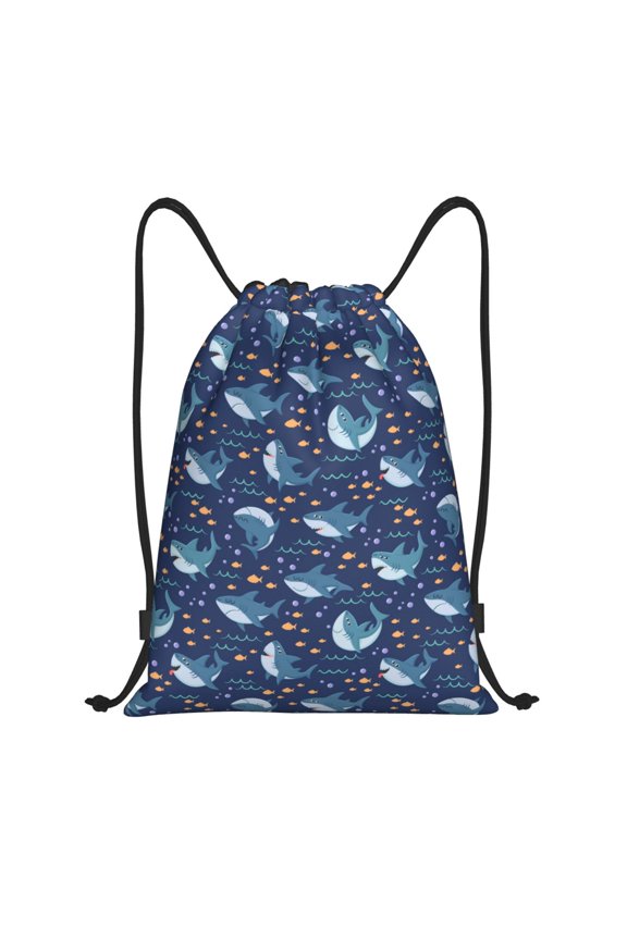 Party Shark Cut Print Drawstring Backpack,Drawstring Bags String Backpack Gym Cinch Sack Backpack Sport Bag Draw-Small
