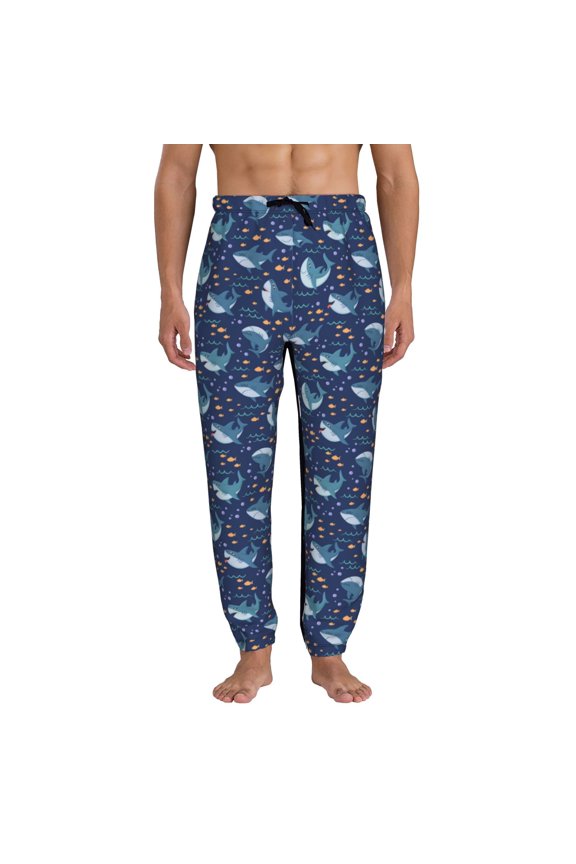Party Shark Cut Print Mens Jogger Sweatpants, Men's Lounge Pants with Pockets-Medium