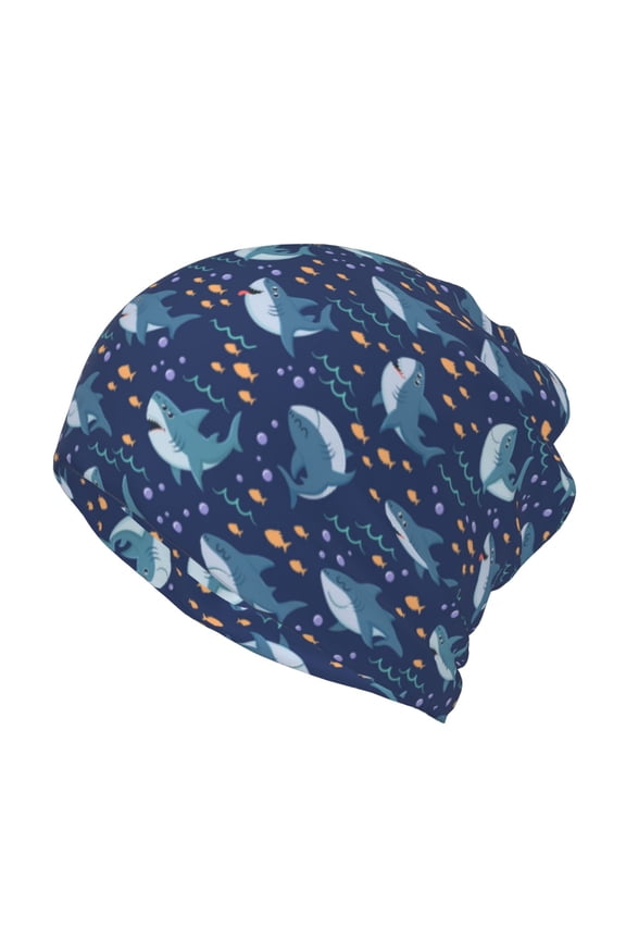 Party Shark Cut Print Winter Beanie Daily Hat - Thermal Polar Fleece Ski Running Hat Skull Cap for Men and Women,Beanie