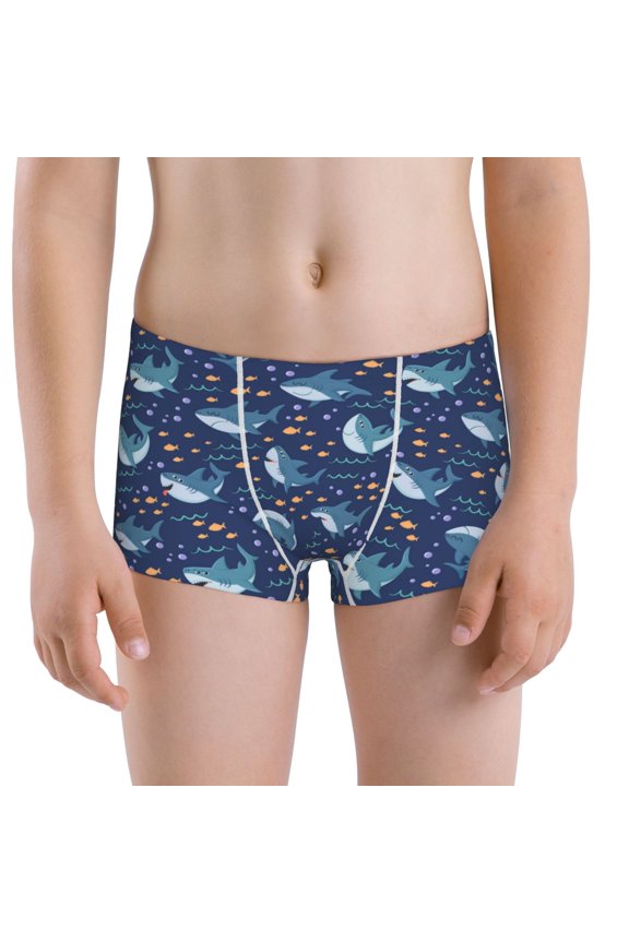 Party Shark Cut for boys And Toddler Underwear, Comfort Cotton and Boxer Briefs,Boy's Boxer Briefs-Large