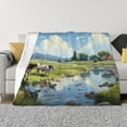 thumbnail image 1 of Honeii Pasture Cow print throw blanket, crafted from cozy cotton flannel, offers versatile home decor as a bedding suitable for all seasons.-60"x50", 1 of 6