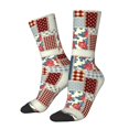 thumbnail image 1 of Honeii Patchwork In Country Style Print Adult Socks,Crew Socks,Casual Calf Socks,Daily Wear Socks for Men & Women, Perfect for Sports, Casual and Everyday Use, 1 of 6