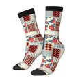 thumbnail image 1 of Honeii Patchwork In Country Style Print Adult Socks,Crew Socks,Casual Calf Socks,Daily Wear Socks for Men & Women, Perfect for Sports, Casual and Everyday Use, 1 of 6