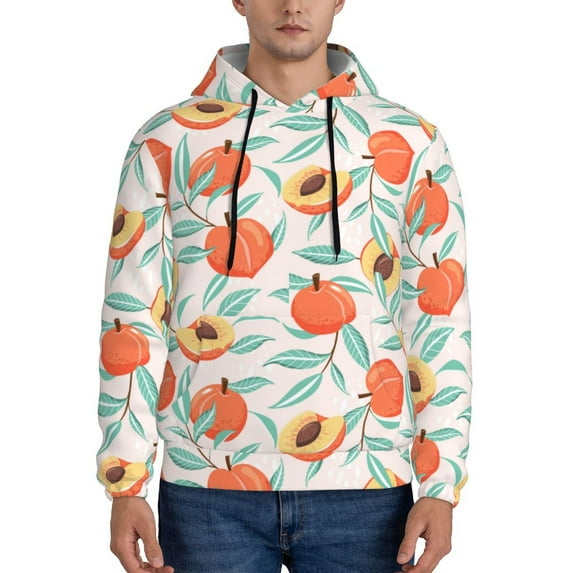 Honeii Peach Pattern Mens Hoodies Men's Loose Sleeve Sweatshirt,Pullover Hooded Sweatshirt for Men,Essentials Hoodie-Large