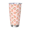 thumbnail image 1 of Honeii Peach With Leaves Print 20OZ Car Cup, Insulated Stainless Steel Travel Mug with Lid and Straw, Keep Your Drinks Hot and Cold-Without Straw, 1 of 4