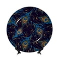 thumbnail image 1 of Honeii Peacock Feathers Print Elegant Bone China Decorative Plate, Porcelain Plate,Art Crafts,Ceramic Ornaments for Home Office Wall Decor-7in, 1 of 6