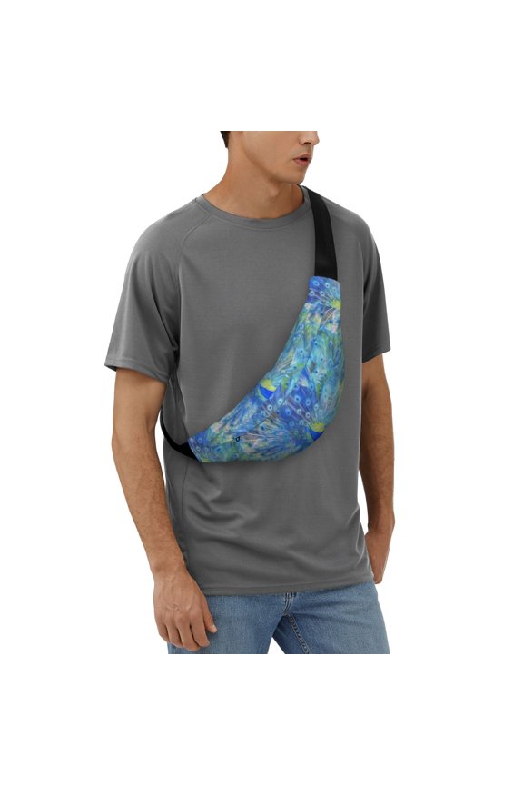 Peacock Pattern Sling Bag for Women Men Crossbody Sling Backpack Travel Hiking Chest Bag Daypack