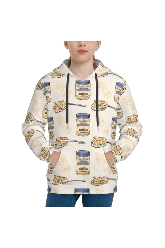 Peanuts Pattern Long-Sleeve Hooded Sweatshirt Pullover Hoodie for Boys and Grils-Small