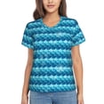 thumbnail image 1 of Honeii Pearlescent Scales Print Women's Classic V-Neck T-Shirt,Womens Fashion Tops,Stylish Everyday Top for Women, Casual Summer Spring Outfits Clothes-Small, 1 of 5