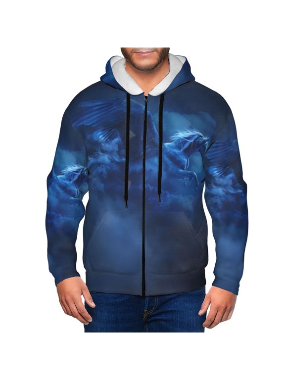 Pegasus Night Sky Print Hoodies for Men, Pullover & Full Zip, Breathable Zip up Hoodie, Sweatshirt-X-Large