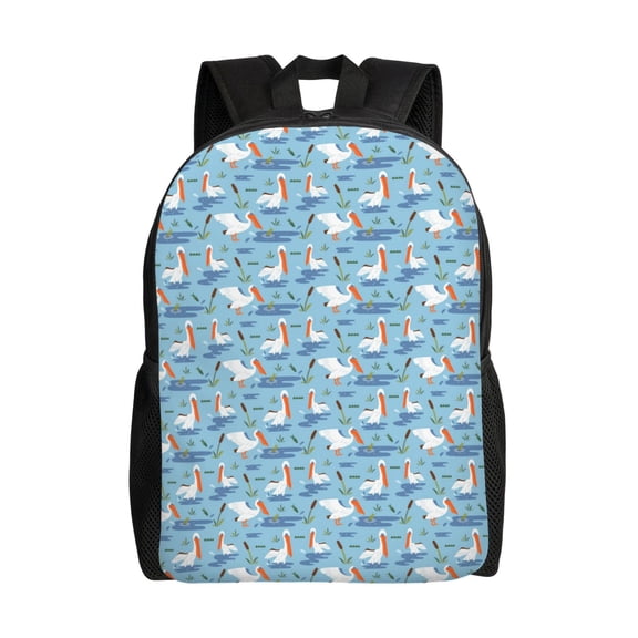 Honeii Pelican Reed And Fish Print Laptop Backpack for Work, College, Travel, Daily Backpacks for Men Women, Sport Rucksack,Computer Bag