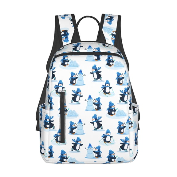Honeii Penguin Winter Fun Print Lightweight Backpacks,Carry on Backpack,Durable Backpack for School, Work & Travel