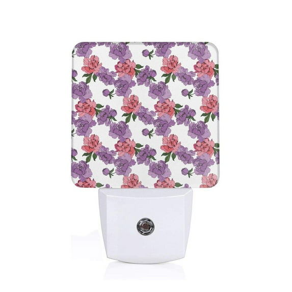 Honeii Peonies Print LED Night Light with Light Sensor, Night Lights Plug Into Wall,Ideal for Bedrooms and Hallways-US