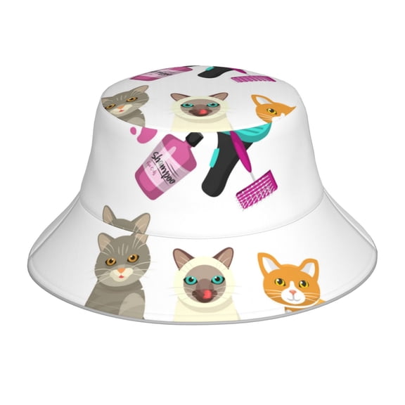 Honeii Pet Care Grooming for Unisex Bucket Hat Waterproof Rain Hat Reversible Shiny Rave Bucket Hat for Concert Festival Boonie Cap