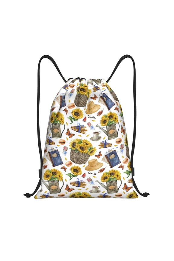 Honeii Picnic Print Drawstring Backpack,Drawstring Bags String Backpack Gym Cinch Sack Backpack Sport Bag Draw-Medium