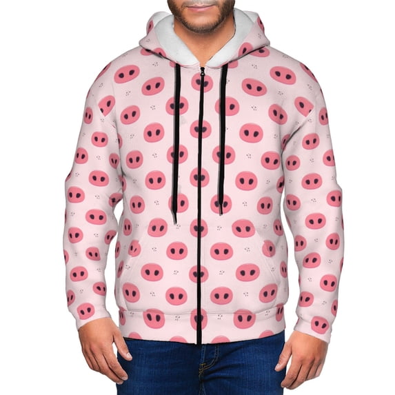 Honeii Pig Noses Print Hoodies for Men, Pullover & Full Zip, Breathable Zip up Hoodie, Sweatshirt-3X-Large