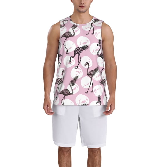 Honeii Pineapple Flamingo print basktball shirt for men and women, Unisex basketball jersey for Theme party-Small