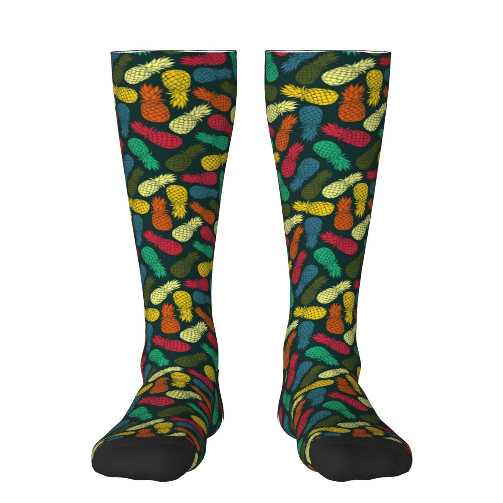 Honeii Pineapple Fruit Colorful Print Long Socks,Novelty Design Socks