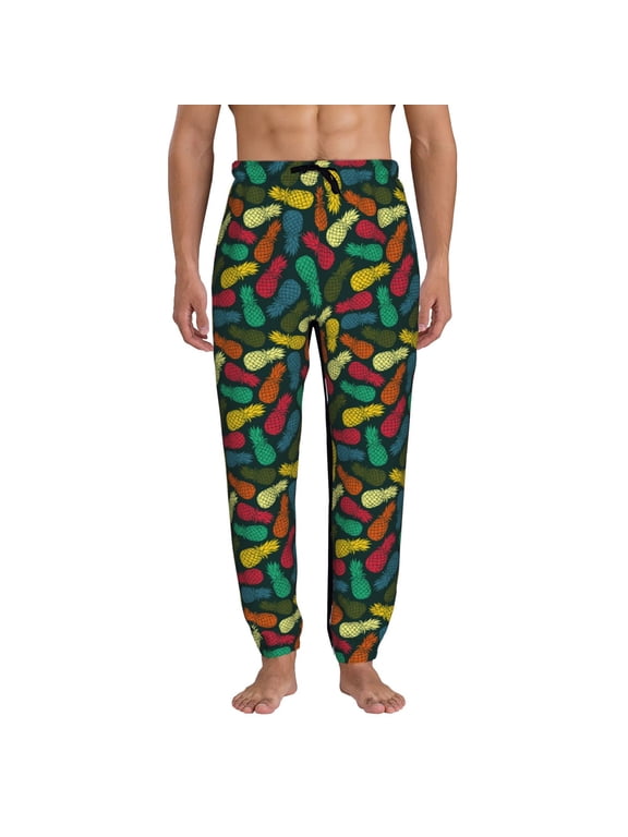 Pineapple Fruit Colorful Print Mens Jogger Sweatpants, Men's Lounge Pants with Pockets-
