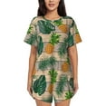 thumbnail image 1 of Honeii Pineapples Palm Leaves for Women's Summer Pajama Set featuring Soft Short Sleeve Shirt & Matching Bottoms with Convenient Pockets for Relaxed Home Wear-Medium, 1 of 6