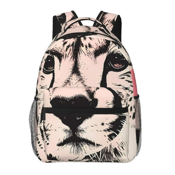Honeii Pink Cheetah Art Print Backpack for Both Men and Women, Basic Bookbag for College, Work, or Travel,Rucksack Computer Bag-One Size