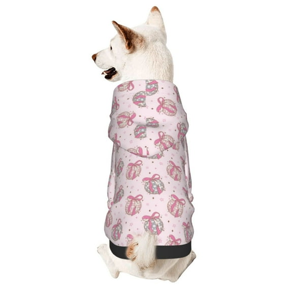 Honeii Pink Disco Ball Print Small Dog Hoodies Pet Hooded Sweatshirts Fall Winter Puppy Cat Sweaters Warm Clothes for Small Dogs Outfits Costume-Small