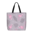 thumbnail image 1 of Honeii Pink Flamingo Print Tote Bag, Reusable Grocery Shopping Bag,Shoulder Bag with Inner Pocket, 1 of 1