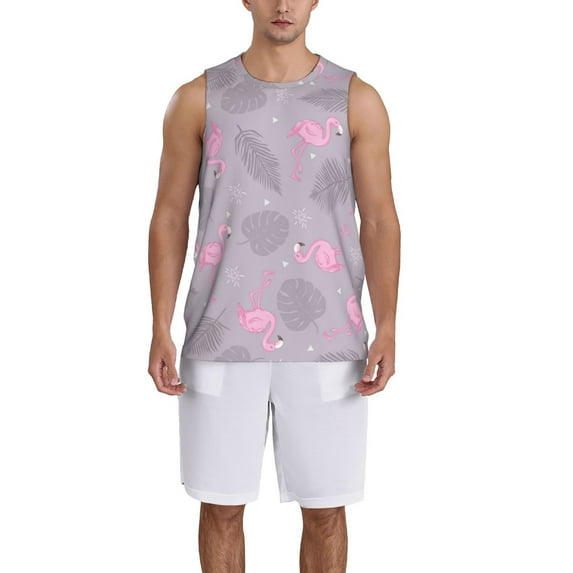Honeii Pink Flamingo print basktball shirt for men and women, Unisex basketball jersey for Theme party-4X-Large