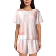 thumbnail image 1 of Honeii Pink Marble for Women's Summer Pajama Set featuring Soft Short Sleeve Shirt & Matching Bottoms with Convenient Pockets for Relaxed Home Wear-Small, 1 of 6