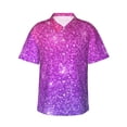 thumbnail image 1 of Honeii Pink Purple Glitter Print Men’s Hawaiian Shirt,Classic Button-Down Short Sleeve Shirt, for Beach, Vacation, and Outdoor Activities,Large, 1 of 7
