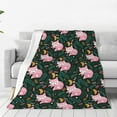 thumbnail image 1 of Honeii Pink Sleeping Fox Print Fleece Blanket - Throw Blanket for Bed, Sofa, Couch, Camping, and Travel , Microplush Ultra Soft Warm Blanket-80"x60", 1 of 7