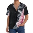 thumbnail image 1 of Honeii Pink White Ocean Waves for Men's Short-Sleeved Button-Up Collared Shirt Featuring A Pocket, Perfect for Beach Vacations, And Travel Adventures.-Medium, 1 of 5