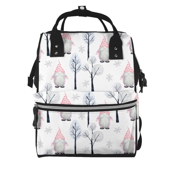 Honeii Pink oldman Winter Forest Pattern Mummy Diaper Bag Backpack Durable Maternity Baby Nappy Casual Shoulder Bags Travel Hiking Outdoor Pack