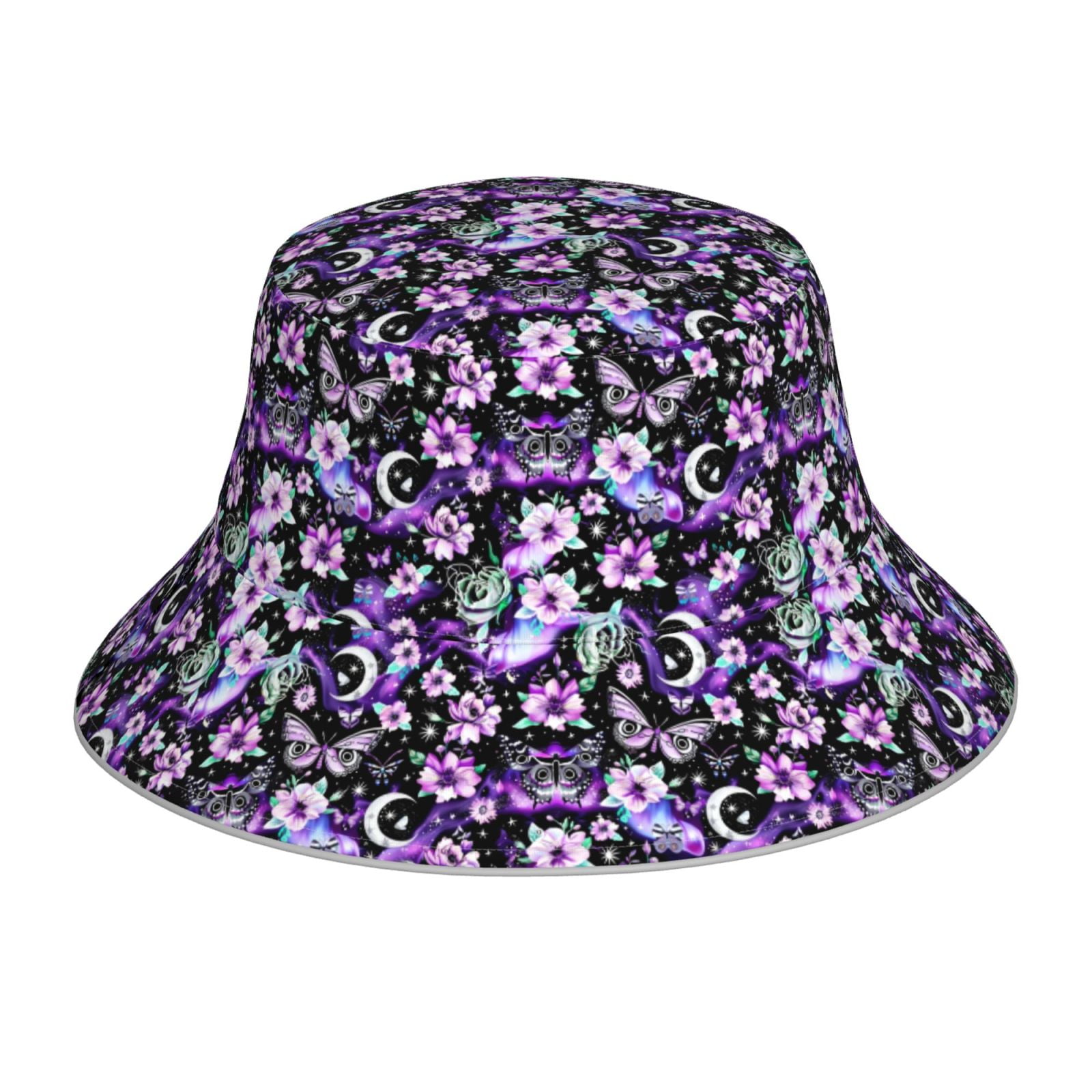 Honeii Pink purple rainbow flower butterfly for Unisex Bucket Hat ...