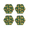 thumbnail image 1 of Honeii Pizza print Leather Coaster Set of 4, ideal for safeguarding your furniture from drinks spills and effortless cleanup-Hexagon, 1 of 6