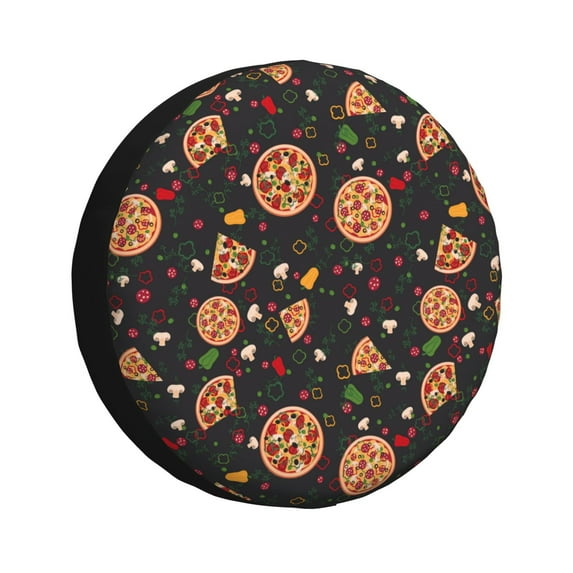 Honeii Pizzas Mushrooms Print Tire Covers, Waterproof Anti-UV Sun Snow Rain Tire Covers for Trailers, RV, Camper, SUV, Truck-14 inch