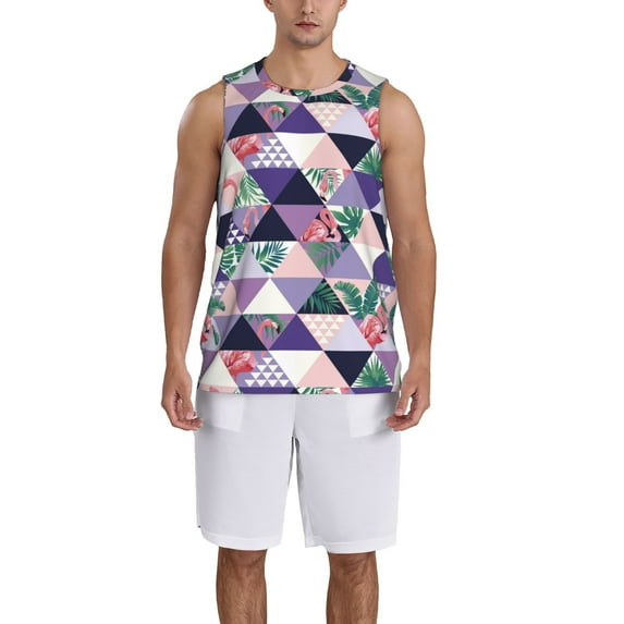 Honeii Plaid Flamingo print basktball shirt for men and women, Unisex basketball jersey for Theme party-XX-Large