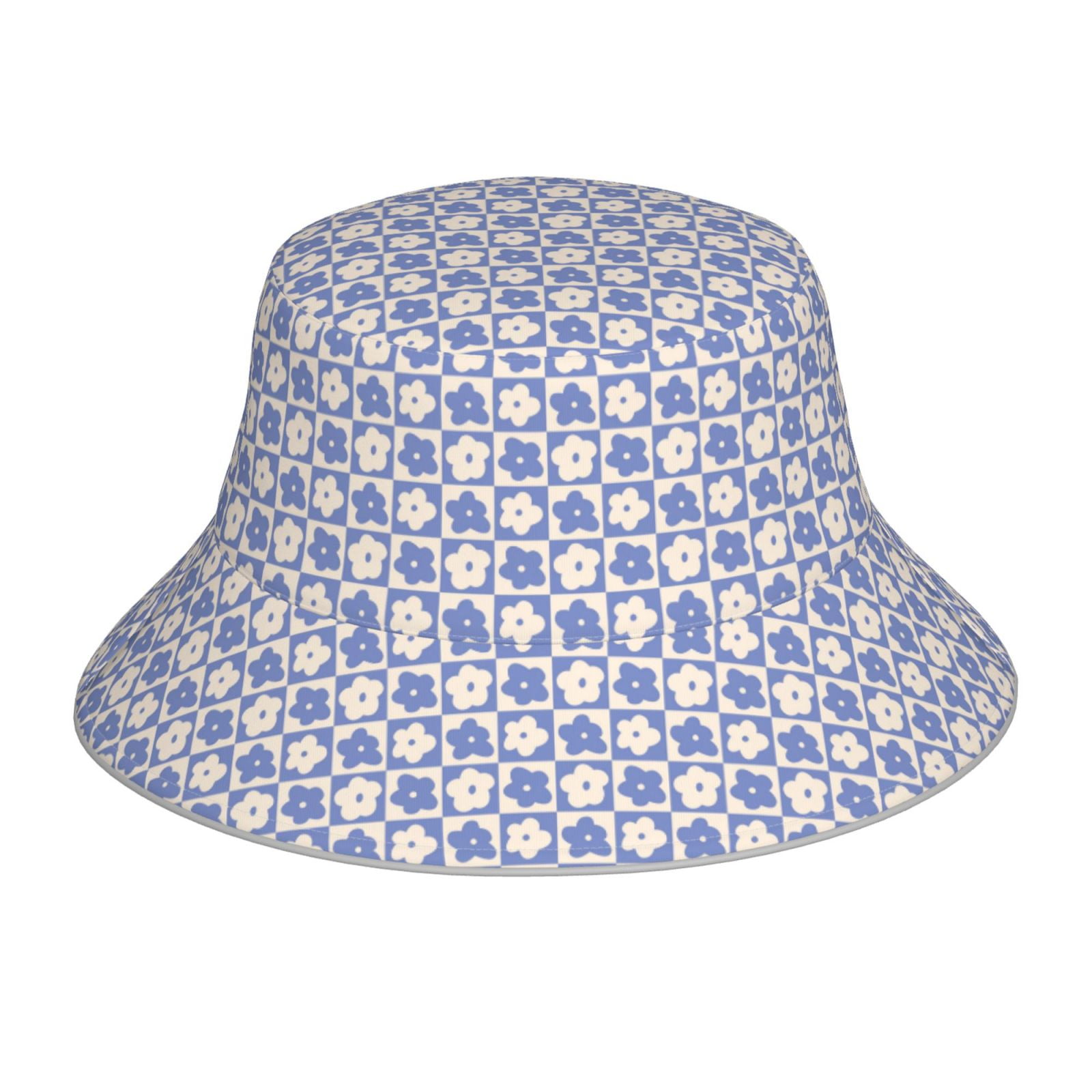 Honeii Plaid Flowers for Unisex Bucket Hat Waterproof Rain Hat ...