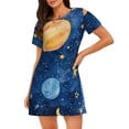 thumbnail image 1 of Honeii Planets And Stars1 Print Women's Loose Short Sleeve Nightgown, Soft Cotton Sleepwear, Comfy Loose Fit Pajama Dress for Sleep and Lounge, 1 of 6