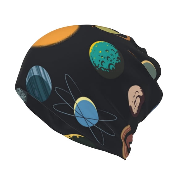 Honeii Planets And Their Moons Print Winter Beanie Daily Hat - Thermal Polar Fleece Ski Running Hat Skull Cap for Men and Women,Beanie