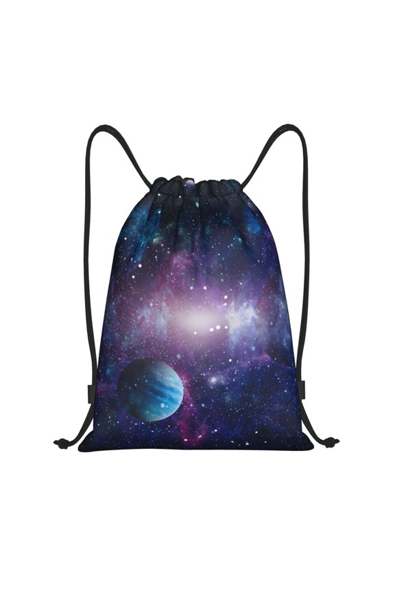 Planets Stars And Galaxies1 Print Drawstring Backpack,Drawstring Bags String Backpack Gym Cinch Sack Backpack Sport Bag Draw-Medium
