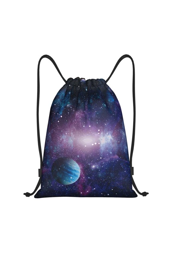 Planets Stars And Galaxies1 Print Drawstring Backpack,Drawstring Bags String Backpack Gym Cinch Sack Backpack Sport Bag Draw-Small