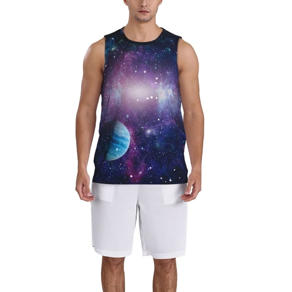 Honeii Planets Stars And Galaxies1 print basktball shirt for men and women, Unisex basketball jersey for Theme party-4X-Large