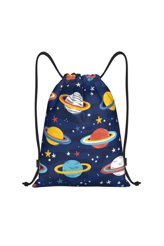 Planets and Stars Print Drawstring Backpack,Drawstring Bags String Backpack Gym Cinch Sack Backpack Sport Bag Draw-Medium